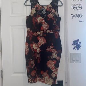 Venus floral dress with lace back
